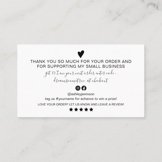 モダン感謝していミニマル白黒の台本の順序は 名刺 (裏面)