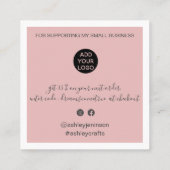 モダン感謝してい台詞を指示ミニマルする スクエア名刺 (裏面)