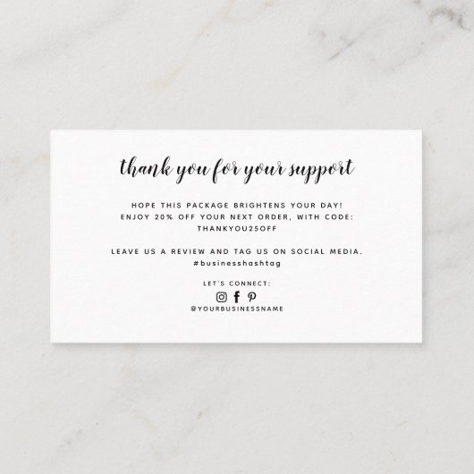 モダン感謝してい小を支える 名刺 (裏面)