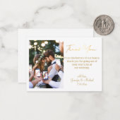 モダン感謝してい金ゴールド結婚の手書き写真 ノートカード (正面/裏面インサイチュ)