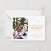 モダン感謝してい金ゴールド結婚の手書き写真 ノートカード (正面)