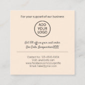 モダン感謝していNatural Creamを注文 スクエア名刺 (裏面)