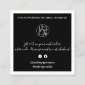 モダン感謝していOrder白黒のスクリプミニマルト スクエア名刺 (裏面)