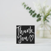 モダン感謝していOrder白黒のスクリプミニマルト スクエア名刺 (スタンド正面)