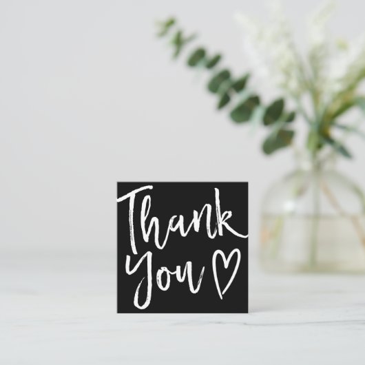 モダン感謝していOrder白黒のスクリプミニマルト スクエア名刺 (スタンド正面)