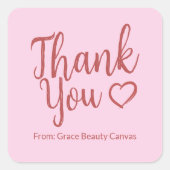 モダン感謝していRed Pinkのスクリプミニマルトをブラシ スクエアシール (正面)