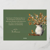 モダン感謝祭素朴オリーブ・グリーン感謝祭 箔シーズンカード (裏面)