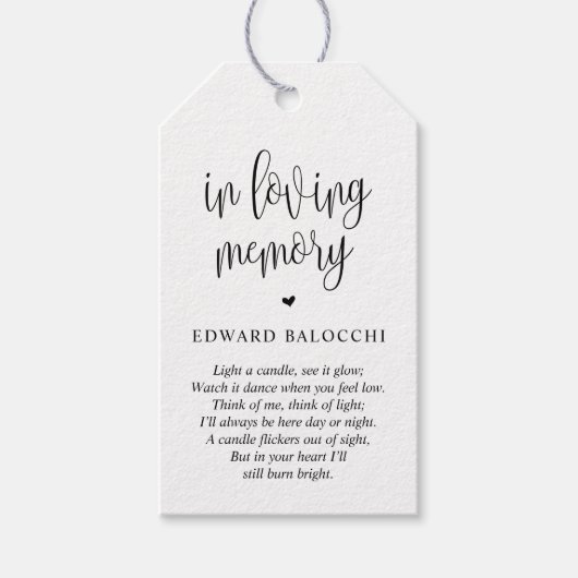 モダン慰霊蝋燭葬祭ラベル ギフトタグ (正面)