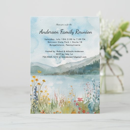 モダン懇親会素朴ワイルドフラワー招待状 招待状 (スタンド正面)