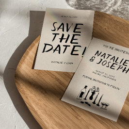 モダン手描きシャンパンレトロ予測できな結婚ズ セーブザデート