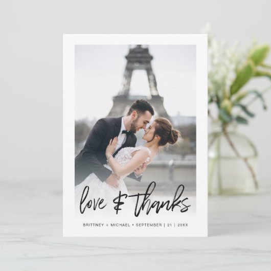 モダン手書きのフォトグラデーション サンキューカード (スタンド正面)