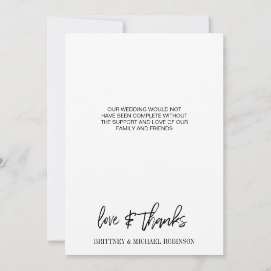 モダン手書きのフォトグラデーション サンキューカード (裏面)