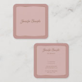 モダン手書きエレガントスクリプトラグジュアリー丸め スクエア名刺 (正面/裏面)