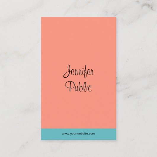 モダン手書きエレガントスクリプト名のトレンド色 名刺 (正面)