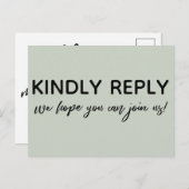 モダン手書きカジュアルSage緑RSVP ポストカード (正面/裏面)