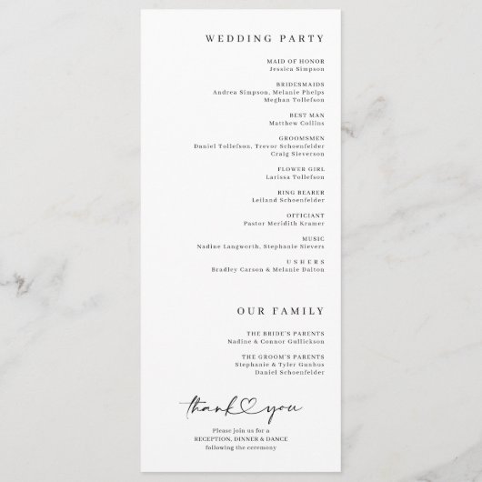 モダン手書きシンプルハートの結婚実行 プログラム (裏面)