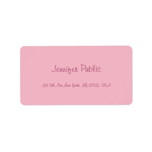 モダン手書きスクリプエレガントトのピンクテンプレート ラベル (正面)