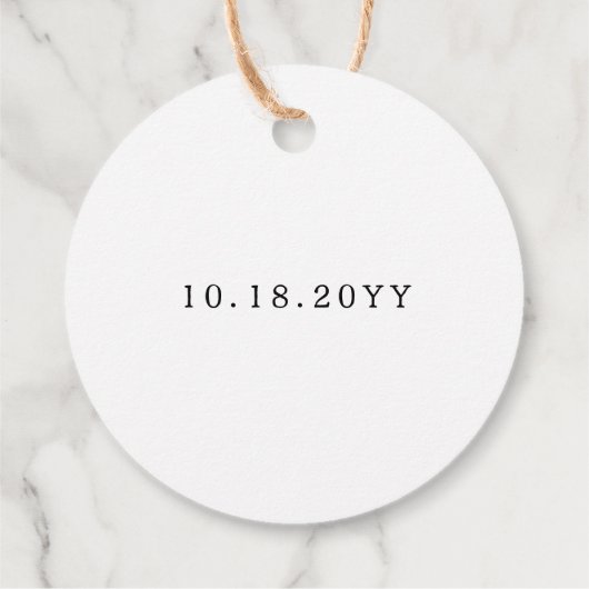 モダン手書きスクリプトハートの結婚あり フェイバータグ (裏面)