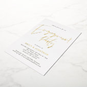 モダン手書きスクリプト婚約パーティ実在For 箔招待状 (回転した状態)