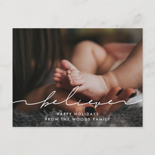 モダン手書きスクリプ信じ写真 ポストカード (正面)