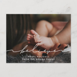 モダン手書きスクリプ信じ写真 ポストカード