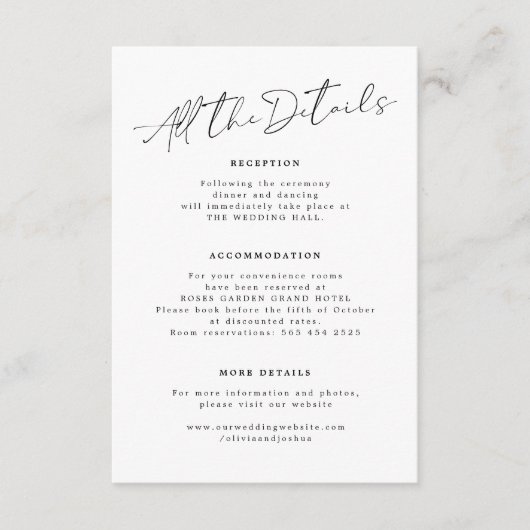 モダン手書きスクリプ結婚トの詳細 エンクロージャーカード (正面)