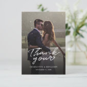 モダン手書きスクリプ結婚ト写真 サンキューカード (スタンド正面)