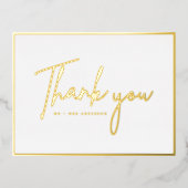 モダン手書きスクリプ結婚ト 箔シーズンポストカード (正面)