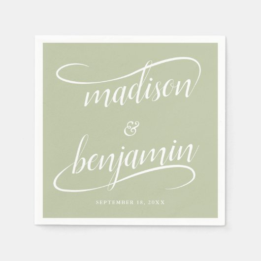 モダン手書きスワッシュ書結婚道 スタンダードカクテルナプキン (正面)