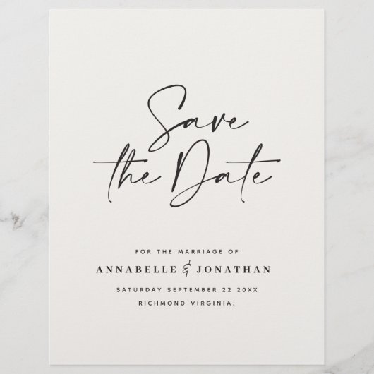 モダン手書きタイポグラフィ結婚予算 チラシ (正面)