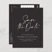 モダン手書きタイポグラフィ結婚白黒 ポストカード (正面/裏面)