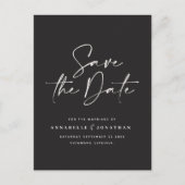 モダン手書きタイポグラフィ結婚白黒 ポストカード (正面)