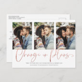 モダン手書きバラ金ゴールド結婚の延期 ポストカード (正面/裏面)