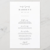 モダン手書きミニマルスクリプ結婚トのメニュー (正面)