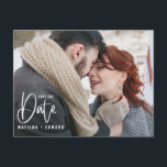 モダン手書きモノク結婚ロ写真 ポストカード<br><div class="desc">手書モダンきモノクロ結婚フォトの日付ミニマル結婚式招待状を保存する。背景と文字の色は、あなたのスタイルに合わせて変更することができる。</div>