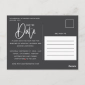 モダン手書きモノク結婚ロ写真 ポストカード (裏面)