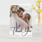 モダン手書き写結婚真のサンキューカード カード (黄色い花)