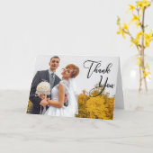 モダン手書き写結婚真のサンキューカード カード (黄色い花)