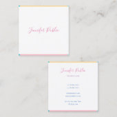 モダン手書き名シンプルかわいらしテンプレート スクエア名刺 (正面/裏面)