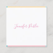 モダン手書き名シンプルかわいらしテンプレート スクエア名刺 (正面)