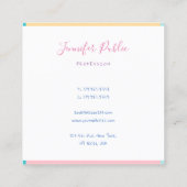 モダン手書き名シンプルかわいらしテンプレート スクエア名刺 (裏面)