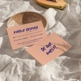 モダン手書き明るいカラフルレトロ結婚ズ 出欠カード