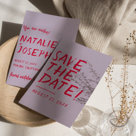 モダン手書き明るいファンキーレトロ結婚ズ セーブザデート