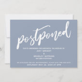 モダン手書き結婚の埃っぽい青 招待状 (正面)