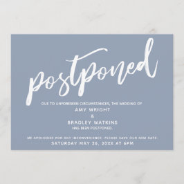 モダン手書き結婚の埃っぽい青 招待状