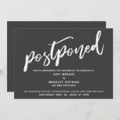 モダン手書き結婚の濃い灰色 招待状 (正面/裏面)