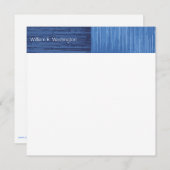 モダン抽象アートカラーブロックストライプ青白 招待状 (正面/裏面)