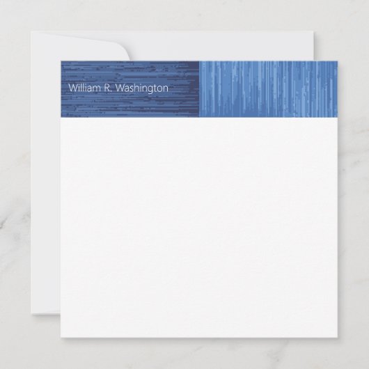 モダン抽象アートカラーブロックストライプ青白 招待状 (正面)