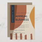 モダン抽象アート ラストオレンジ カンファレンス イベント 招待状 (正面/裏面)