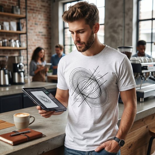 モダン抽象スパイラルラインアート トライブレンドTシャツ